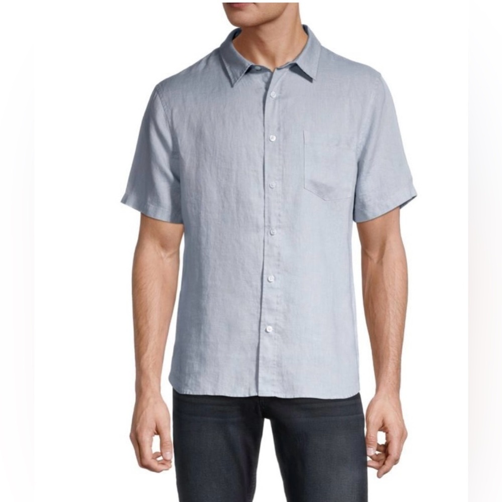 Vince Classic Fit Linen Short Sleeve Button Down Shirt XL